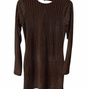 Trixxi Brown Geometric Long Sleeve Dress